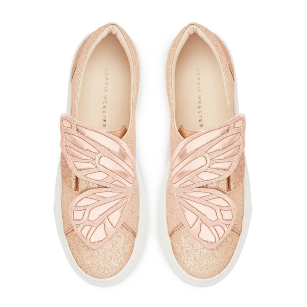 Sophia Webster Mini BiBi Low Top Sneakers/Trainers in Gold Glitter Sz 33